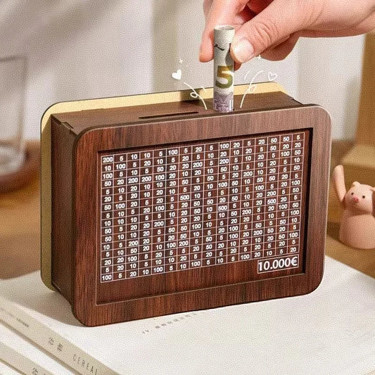 1000/3000/5000/10000 Euro Money Box Wooden Piggy Bank Reusable Money Cash Storage