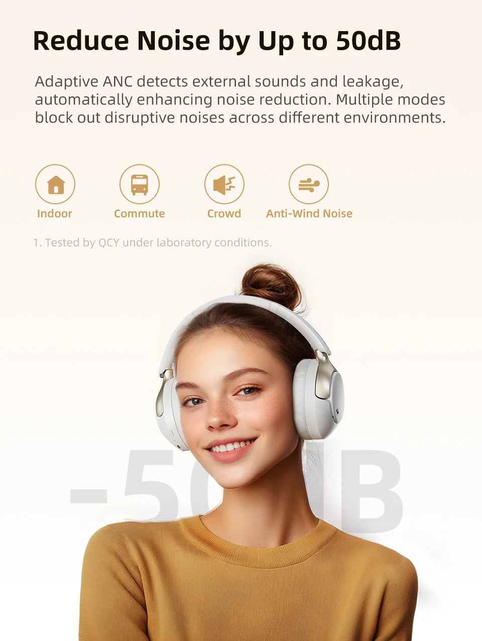 QCY H3 Pro ANC Wireless Bluetooth Headphone Hi-Res Spatial Audio Earphone