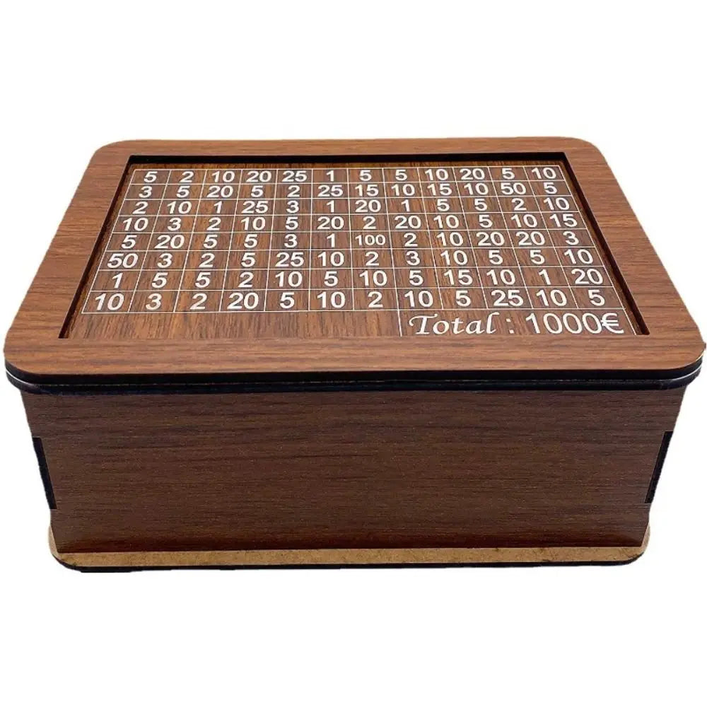 1000/3000/5000/10000 Euro Money Box Wooden Piggy Bank Reusable Money Cash Storage