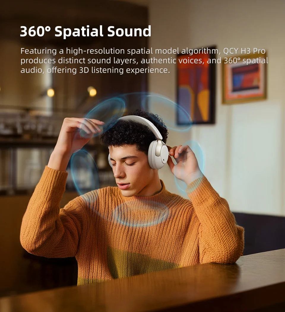 QCY H3 Pro ANC Wireless Bluetooth Headphone Hi-Res Spatial Audio Earphone
